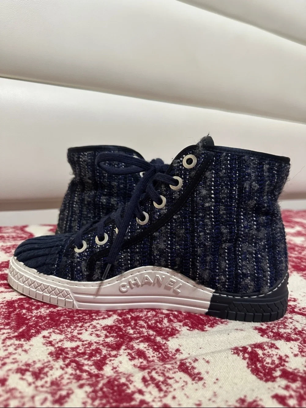 Chanel Navy High-Top Sneakers
